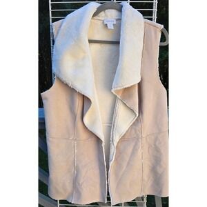 Chico's cream and tan faux fur vest